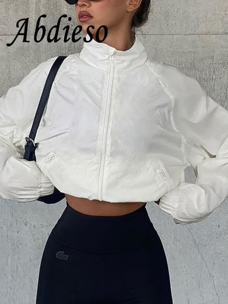 

womens jackets abdieso white casual zip up long sleeve for women korean fashion spring autumn pockets street coat outerwear 230726, Black;brown