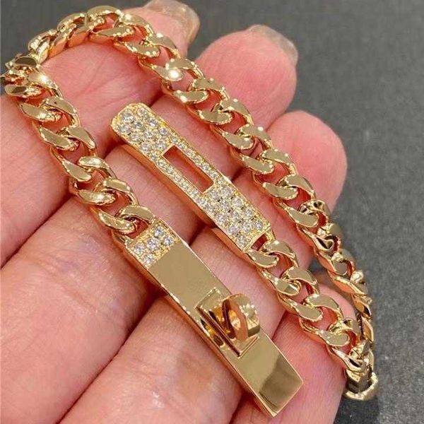 

h 925 sterling silver plated 18k rose gold new kelly full diamond pig nose precision bracelet, Golden;silver