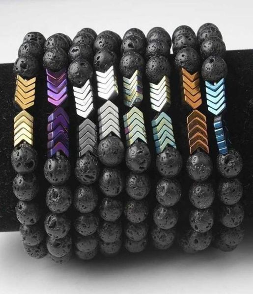 

handmade jewelry whole beaded strands bracelets natural stone energy crystal jewelry essential oil diffusion arrow bracelet4478259, Black