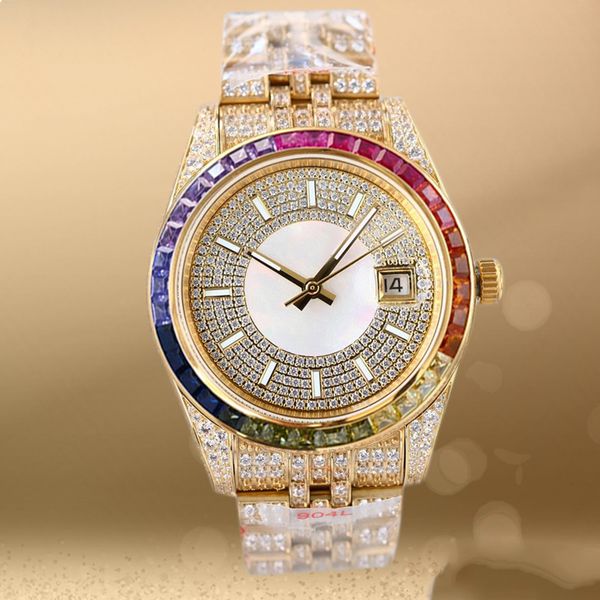 

diamond watch mens automatic mechanical 3255 movement watches 41mm with diamond-studded steel bracelet sapphire wristwatches montre de luxe, Slivery;brown