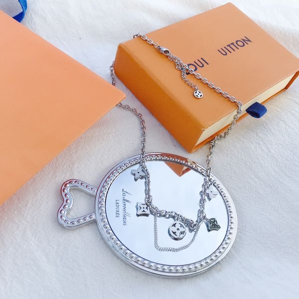 

luxury designer flower pendant necklaces gold plated necklace women jewerlry accessories, Silver