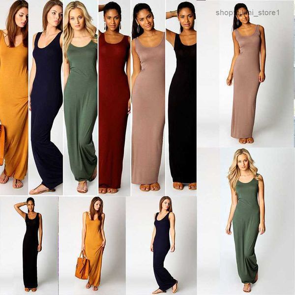 

stylish women vest tank maxi dress silk stretchy casual summer long dresses sleeveless backless lady clothing f052 13, White;black