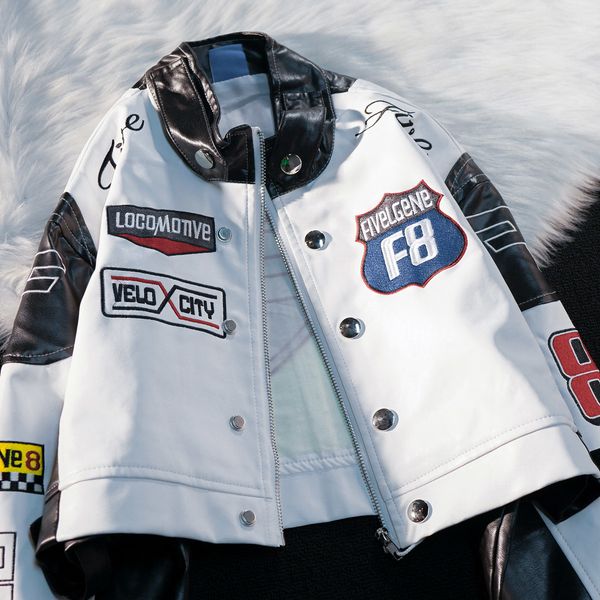 

mens jackets american embroidery baseball uniform racing suit leather jacket men and women fashion hip hop loose coat streetwear 230726, Black;brown
