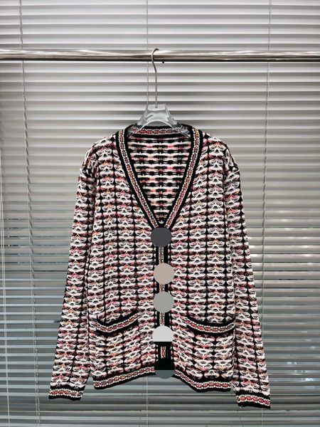 

726 2023 autumn runway cardigan brand same style pullover sweater long sleeve black v neck fashion clothes womens qian688, White;black