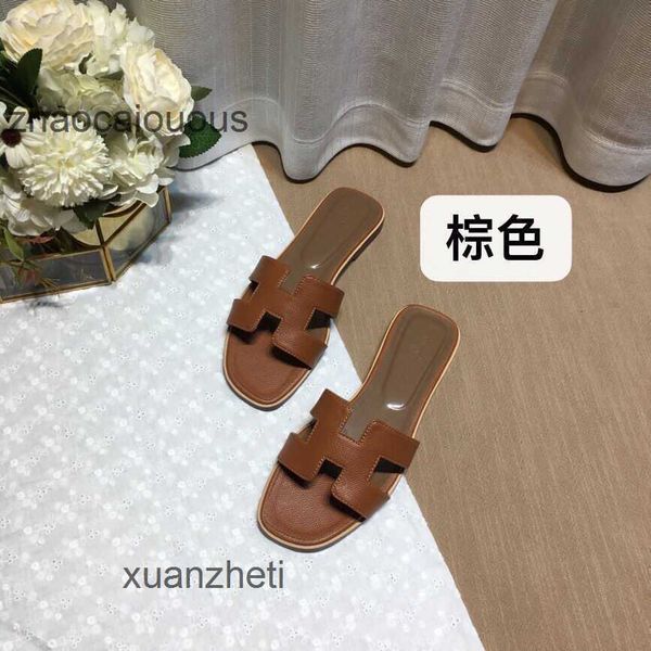 

summer her color versatile sandal slipper shoes bear designer oran slippers women's matching leather one line for tourism wear flat bot