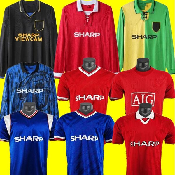 

robson hughes mcclair retro jerseys 1984 85 1986 0708 1992 93 united away football shirts 1999 long sleeves vintage soccer jerseys man utd c, Black;yellow