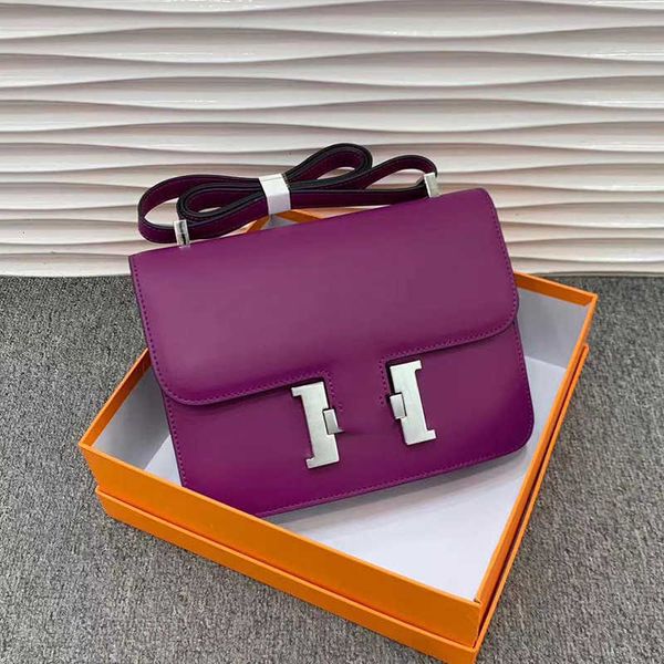 

original wholesale h ermes tote bags online shop genuine leather bag silver buckle 2023 new high texture bright classic small square fashi w