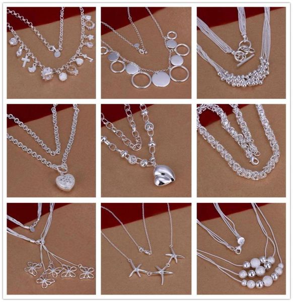 

new design mix style 9pcslot pretty cute jewelry lovely 925 sterling silver fashion different necklace beautiful jewelry9164367