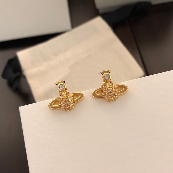 

woman stud designer earrings viviene crosses hoop earing gold vivian pearl orecchini luxury women saturn earings jewelry westwood 3453, Golden;silver