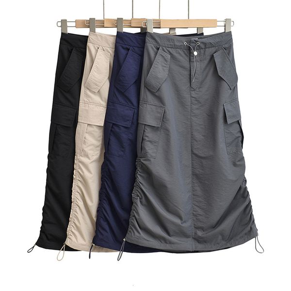 

skirts korean fashion midi skirts for women vintage clothes cargo skirts womens summer long cargo skirt black y2k streetwear 230725