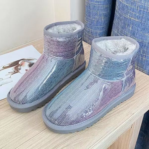 

2023 winter snow boots fashion plus fleece thickening outdoor waterproof warm comfortable beautiful women's shoes, Black