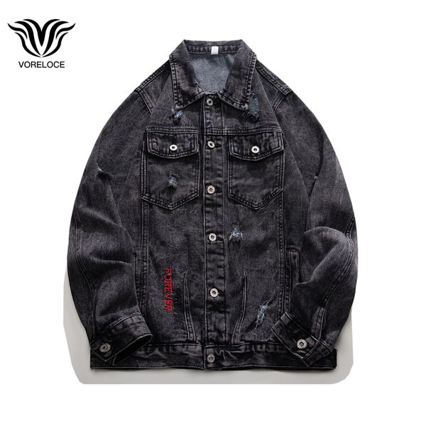 

mens jackets fall denim jacket casual vintage perforated polo jean jacket fashion street shirt 230726, Black;brown