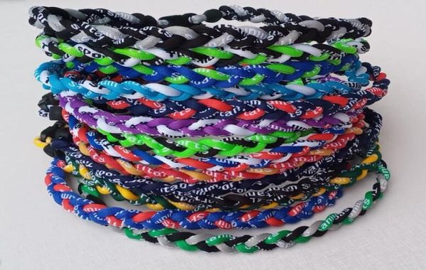 

mix color sport energy necklace titanium germanium pendant new arrival 3 ropes tornado braided titanium baseball football many c8215743, Silver