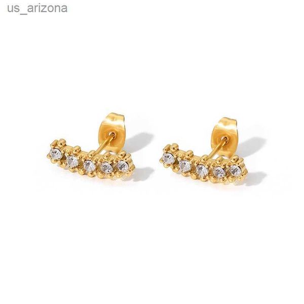 

youthway stainless steel white cubic zirconia stud earrings stylish golden geometric women trendy charm jewelry gala gift l230620, Golden;silver