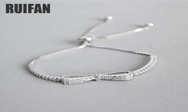 

ruifan fashion box chain bowknot 925 sterling silver bracelet female cubic zirconia womens bracelets wedding jewelry ybr057 cx20061406061, Golden;silver