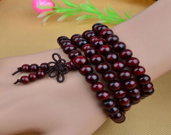 

1088mm genuine natural sandalwood beads buddha malas bracelet healthy jewelry man wrist mala neklace bowknot bracelets 5 colors2464332, Black