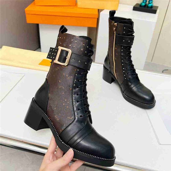 

super mini boots 2023 luis fashion women decorative flat heel winter thick sole leather warm wool high heel snow vuttonity 02-025, Black