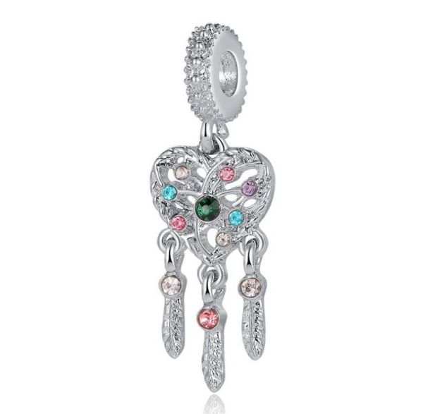 

fits p bracelets 20pcs summer sparkle dream catcher crystal enamel pendant charms beads silver charms bead for women diy eur5784117, Black