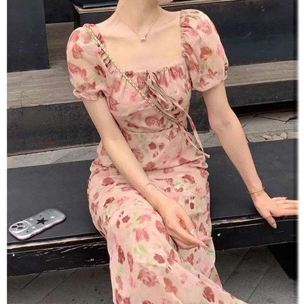 

dried rose midi long dress for women summer skinny floral, Black;gray