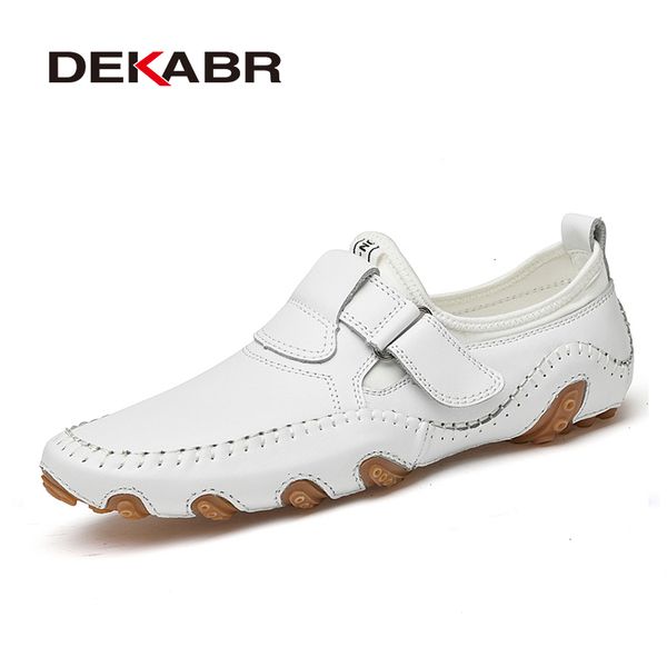 

dress shoes dekabr fashion loafer men genuine leather soft comfy slipon moccasins handmade man casual drive walk luxury leisure 230726, Black