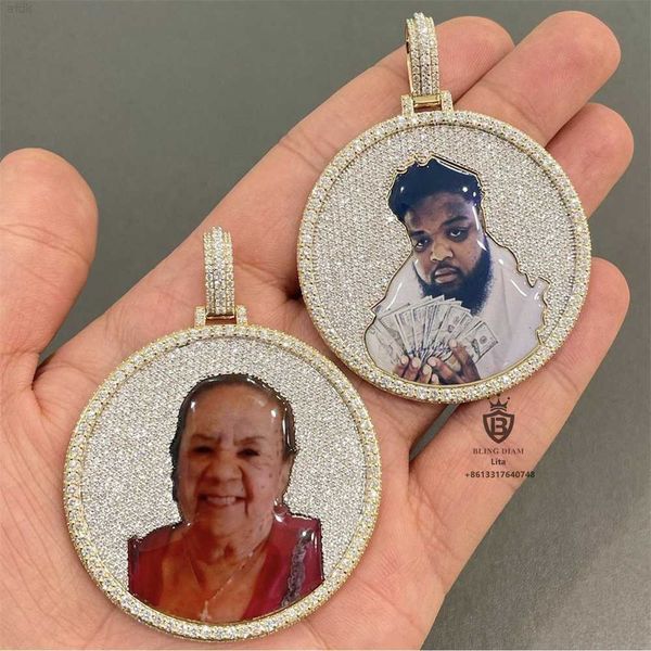 

hip hop jewelry d color vvs moissanite p iced out custom picture pendant, Silver