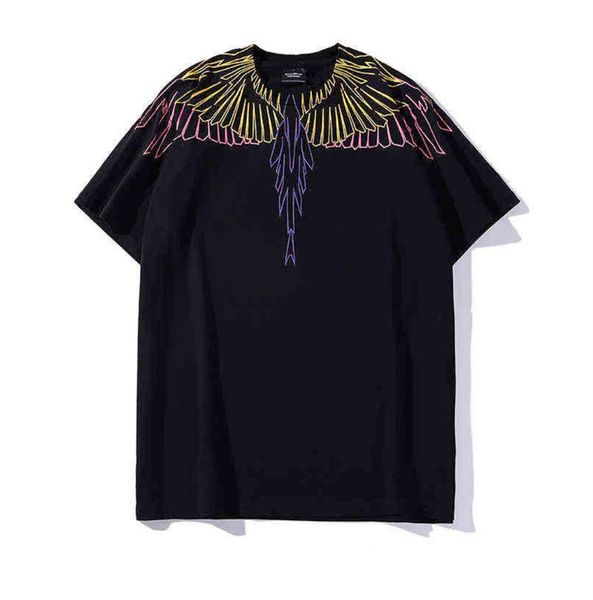 

2023 spring and summer new short-sleeved t-shirt fashion pure cotton soft fabric color dyeing fabric printing process with the back, stylish, White;black