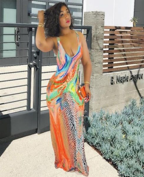 

tie dye print maxi dresses summer women multi scoop neck sleeveless ankle length bandage dress rose red yellow orange yellow1282121, Black;gray