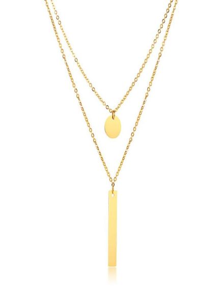 

gold layering dainty chain clavicle necklace with bar charm for personal engraving 3656507, Silver