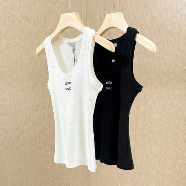 

designer t shirt woman lowe cropped knits tankem broidered womens knits sleeveless sport tee yoga summer tees vests fitness anagram sports, White