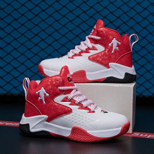 

new children brand basketball shoes for kids sneakers thick sole anti-slipery children sports shoes boys girls running sneakers, Black;red