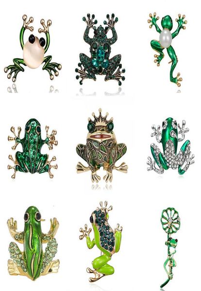 

animal 9 styles green enamel brooch vintage crystal brooches badge pop culture lapel pin frog jewelry gift for friends7300941, Gray