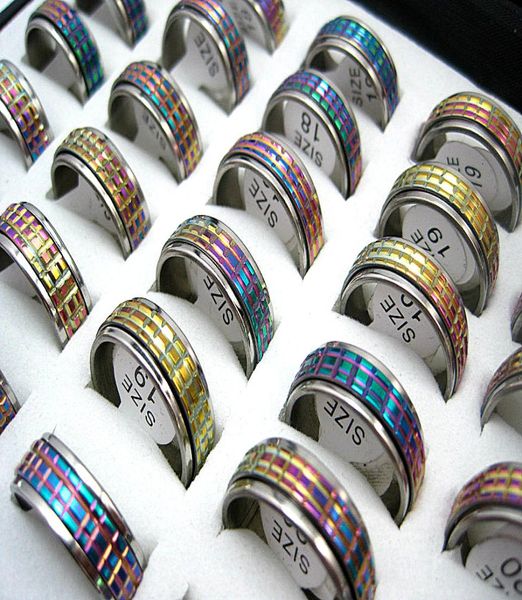 

whole bulk lots 100pcs mixed stainless steel silver color fashion jewelry band rings spinner new6253497