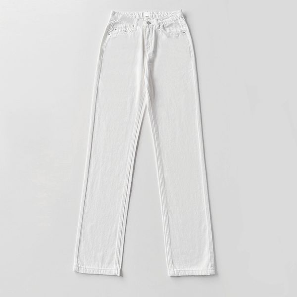 

women high waisted casual denim straight-leg pants toteme white, Blue