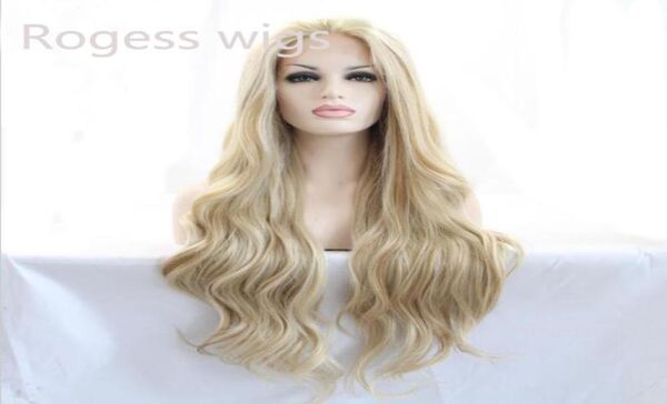 

natural look vintage blonde wig long loose wave wigs synthetic lace front wig heat resistant synthetic hair95678768594582, Black