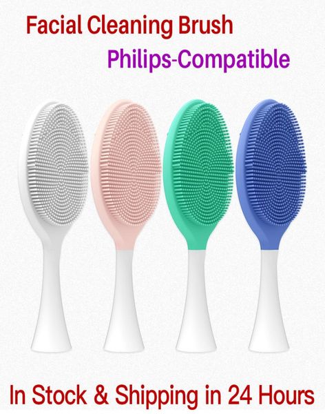 

facial cleansing brush for philips sonicare diamondclean electric toothbrush handle silicone face cleanser massager brush heads9464112, Silver