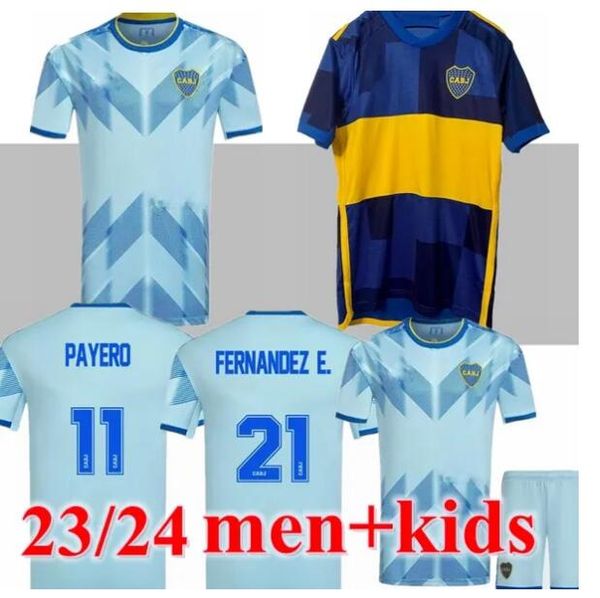 

23/24 boca juniors soccer jerseys benedetto tevez pavon abila maradona mauro villa fernandez molinas 2023 2024 player version men kids kits, Black;yellow