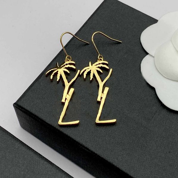 

women stud earrings designer jewelry palm tree dangle pendant 925 silver earring y party studs gold hoops engagement, Golden;silver