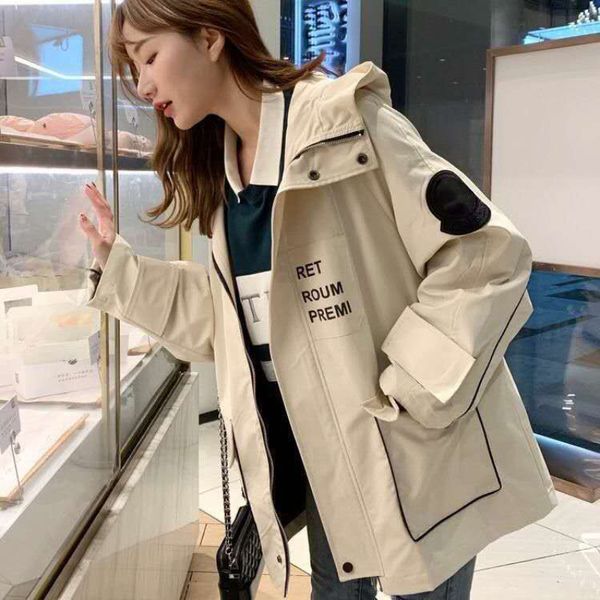 

womens jackets letter print for women clothing high street vintage workwear coat jacket loose casual clothes 230726, Black;brown