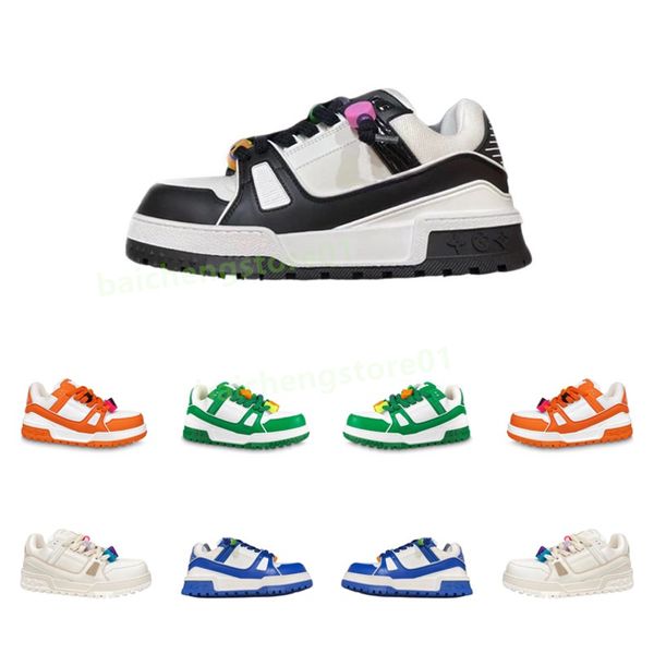 

new designer shoes trainer maxi sneaker fashion shoelace beading plump casual shoes women men leather platform sneakers with box size 35-45