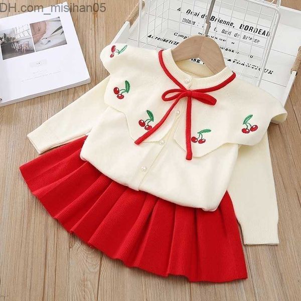 

clothing sets kids clothes autumn winter knitwear baby girls clothes set +skirt tracksuit suit children clothes for toddler girls 2 8 year 2, White