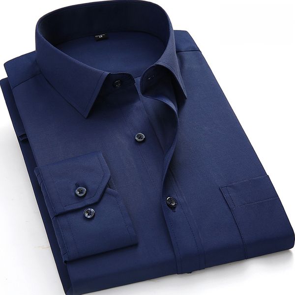 

mens casual shirts plus size 8xl large dress oversized shirt long seeve solid office business dark blue white with pocket 230726, White;black