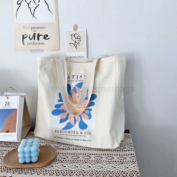 

totes french art women's canvas shoulder bag henri matisse floral print zipper book handbag thick cotton large handbagstylishdesignerba