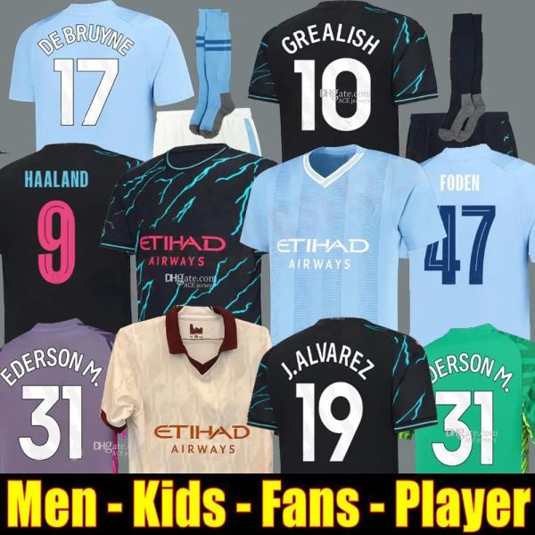 

23 24 erling haaland mans cities soccer jerseys phillips agueroooo anniversary grealish de bruyne foden 23 24 manchesters football shirts k, Black;yellow