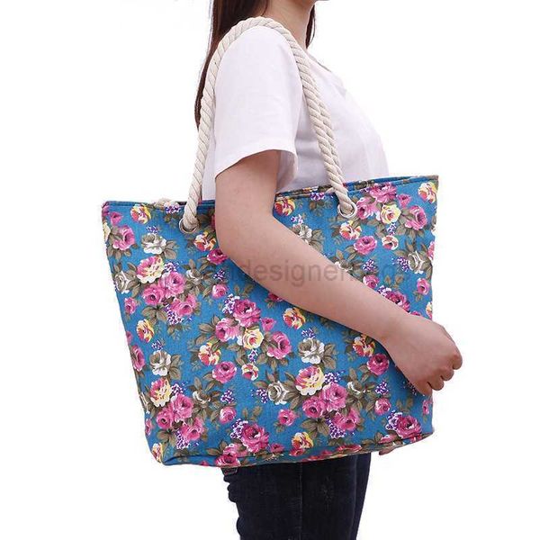 

beach bags 2022 fashion women's canvas handbag large capacity flower print shoulder bag women's simple designer beach casual handb