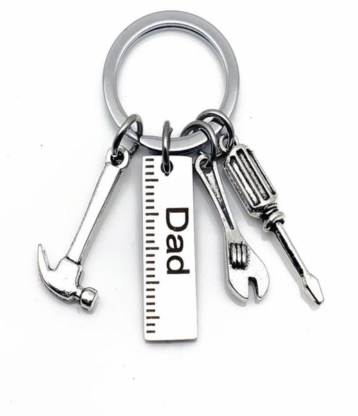 

2020 new stainless steel keychain dad papa grandpa diy hammer screwdriver wrench dad039s tools key chain for father039s day 5226276, Slivery;golden