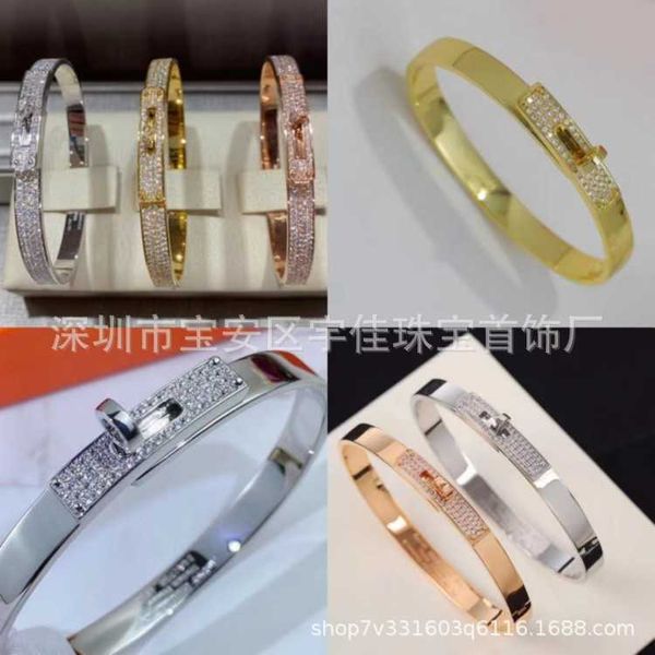 

kelly pig nose half buckle bracelet 925 silver plated 18k rose gold diamond full sky star couple style, Golden;silver