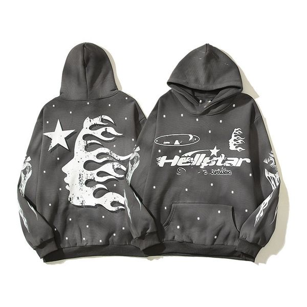 

men's hoodies sweatshirts high street hellstar fleece mens hooded hoodies harajuku stranger things oversize lose sweatshirtss loose hip, Black