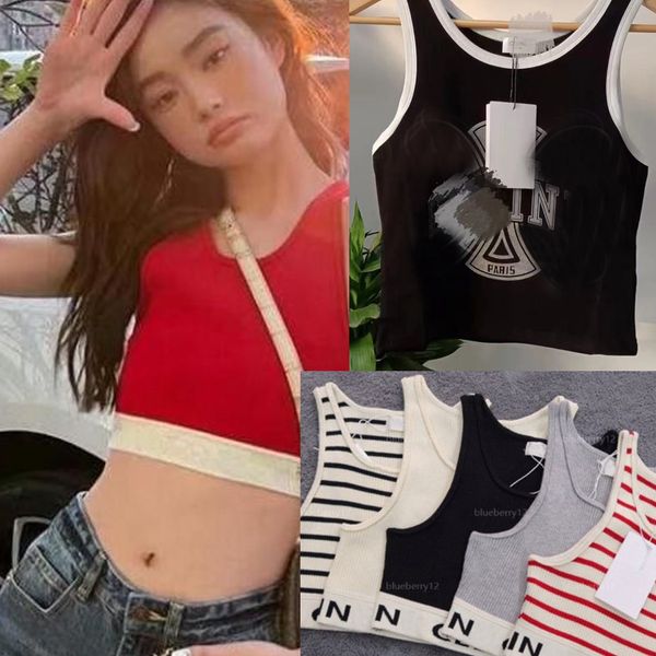

designer women tanks knit vest sweaters t shirts striped letter sleeveless knits fashion style ladies pullover red gym tank workout sweats, White
