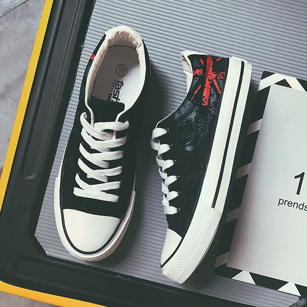 

canvas mens shoes women casual fashion leather lace up man design sneakers, Black
