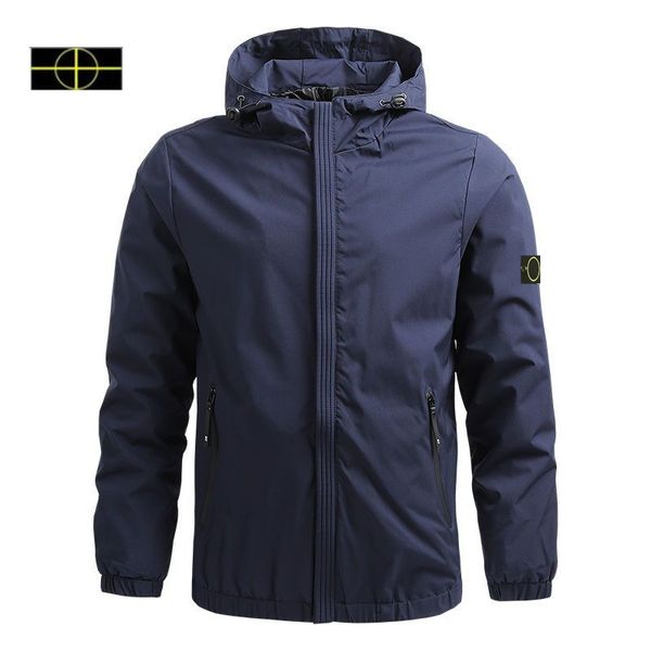 

plus size coat spring and autumn stone men's jacket island 2023stand collar hooded solid men's casual windproof outdoor is land ja, Black;brown